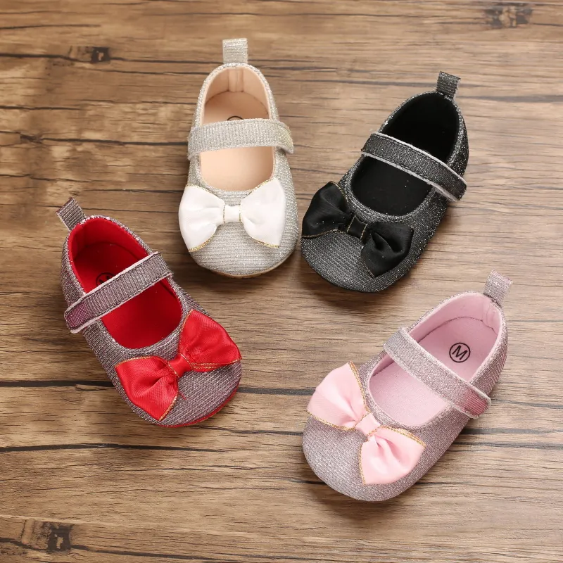 Infant Baby Girl Princess Walking Shoes Artificial PU Soft Sole Anti Slip Bowknot Mary Jane First Walkers Toddler Shoes