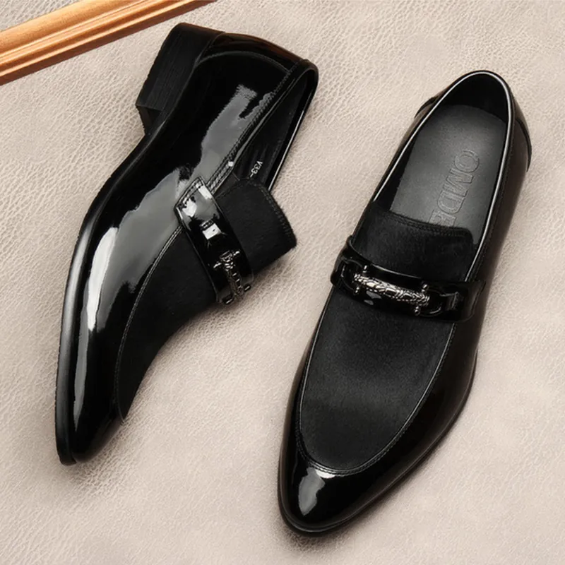 Herren Rindsleder Ponyhaar Trense Slipper Spitze Zehe Business Formelle Schuhe Koreanischer Trend Atmungsaktive Halbschuhe