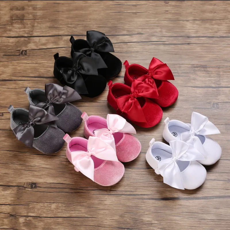 Chaussures de Marche Princesse pour Bébé Fille Semelle Souple Nœud en Satin Premiers Pas Antidérapantes Printemps Automne