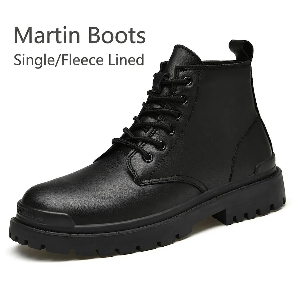 Herren High Top Martin Boots Spaltleder Rutschfeste Outdoor Work Casual Stiefel Warm Plüsch Gefüttert Schnürschuhe Modetrend Winterschuhe