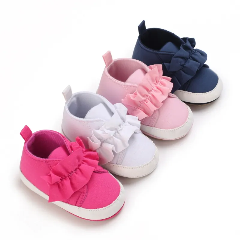 Baby Mädchen Prinzessin Schuhe Weiche Sohle Rüschen Schleife Säugling Lauflernschuhe Rutschfest Erstlingsschuhe Lässig Kinderschuhe