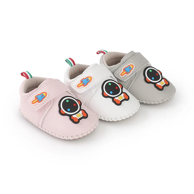 Zapatos de Primeros Pasos para Bebé Astronauta Cohete Dibujos Animados Cuero Sintético Suela Blanda Antideslizante Calzado