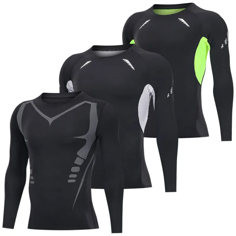 PRO Kompressionsshirt Herren Langarm Schnelltrocknend Polyester Elasthan Fitness Training Top Laufen Basketball Sport Unterwäsche