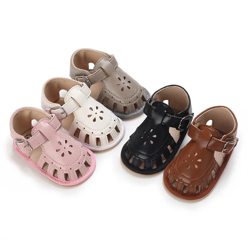 Baby Mädchen Hohle Blumen Sandalen PU Leder Weiche Sohle Atmungsaktiv Sommer Prinzessin Lauflernschuhe Kleinkind Schuhe