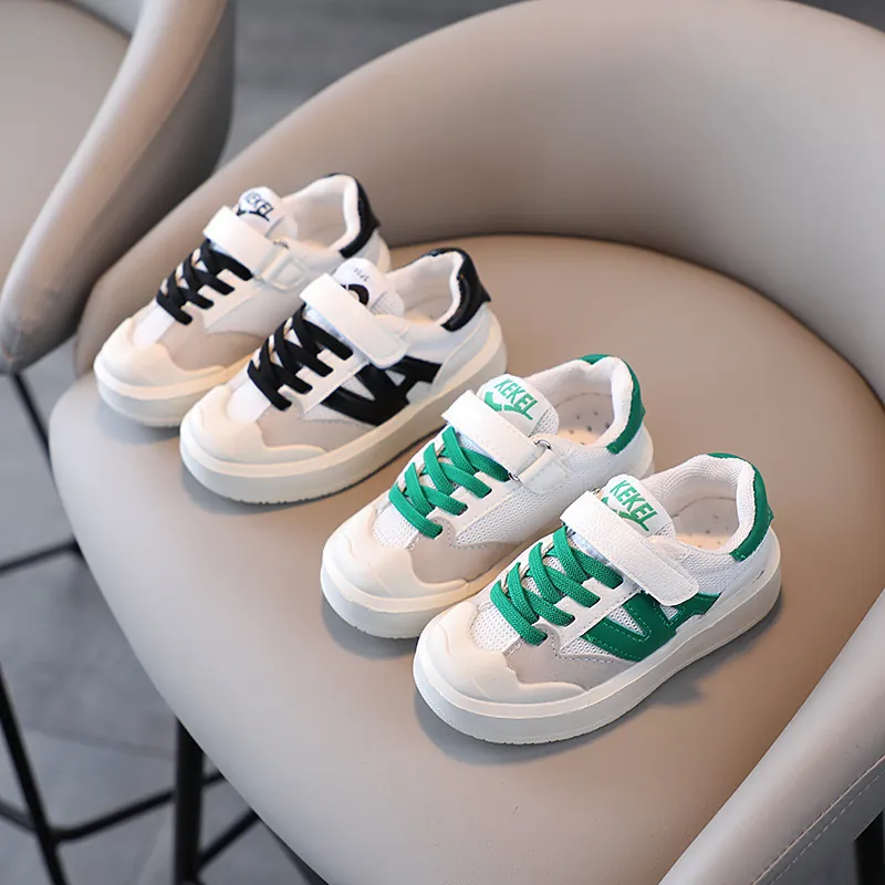 Zapatillas de Malla Transpirable para Niños Niños Niñas Suela Blanda Zapatos Deportivos Casuales Anti-Patada Cierre Adhesivo KEKEL