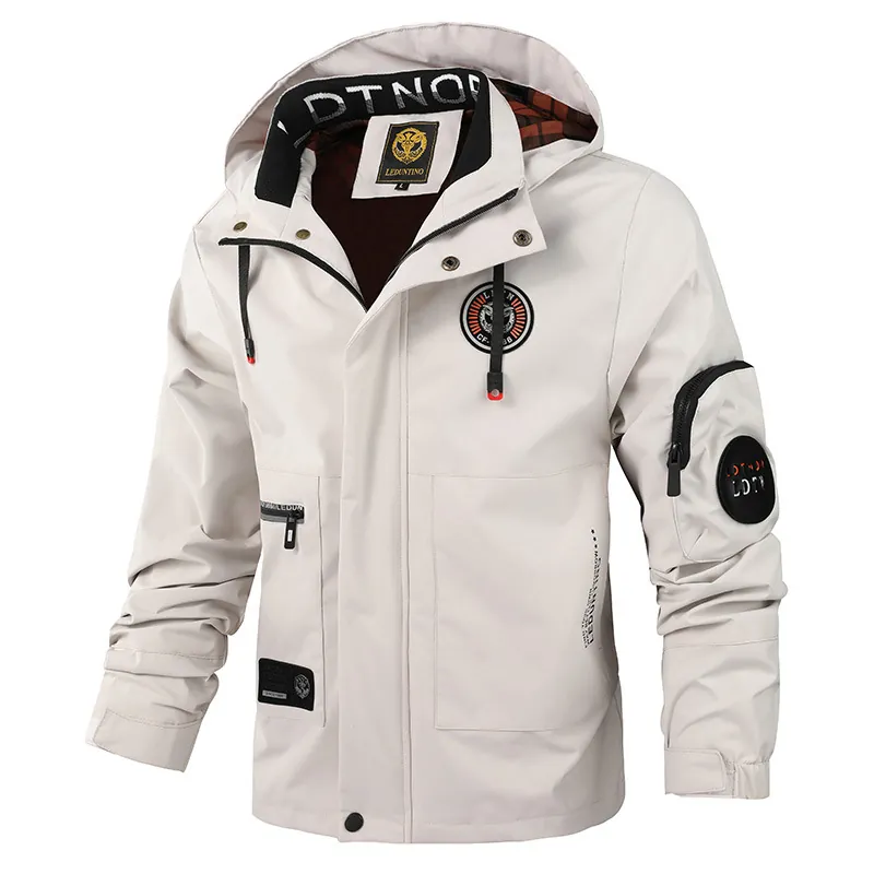 Heren Casual Jas met Capuchon Winddichte Outdoor Parka Jas Effen Kleur Opstaande Kraag Jas Britse Stijl voor Dagelijks