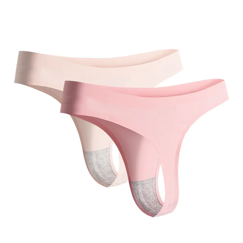 Women Seamless Ice Silk Thongs Sexy Low Waist Sporty Invisible Panties Quick Dry Nylon One-Piece Breathable Underwear Bottom