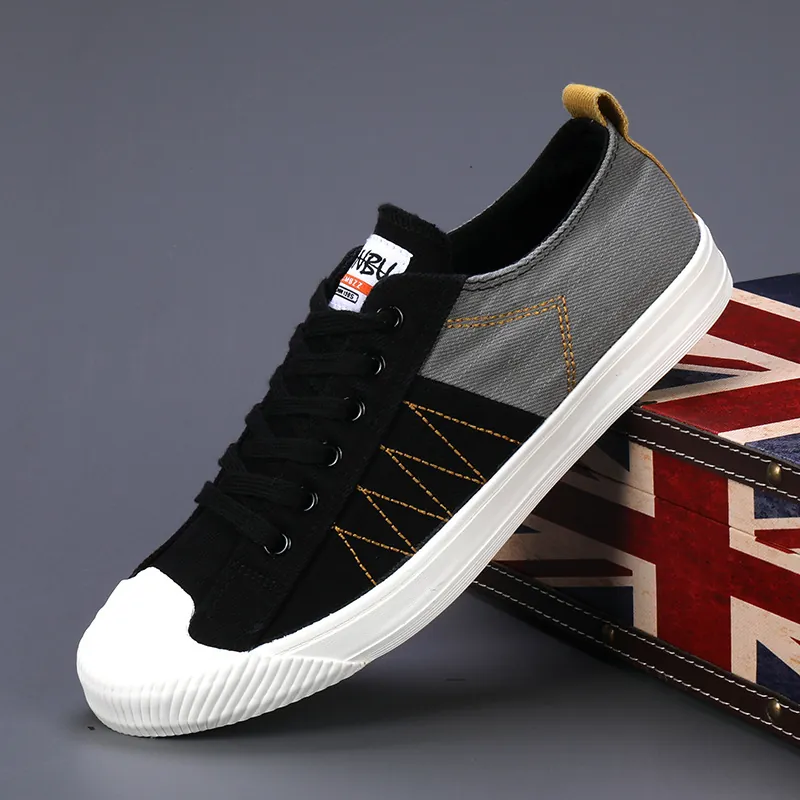 Chaussures en Toile Décontractées pour Hommes Baskets Plates Vulcanisées Respirantes à Tige Basse Chaussures de Skate Automne Printemps Sport