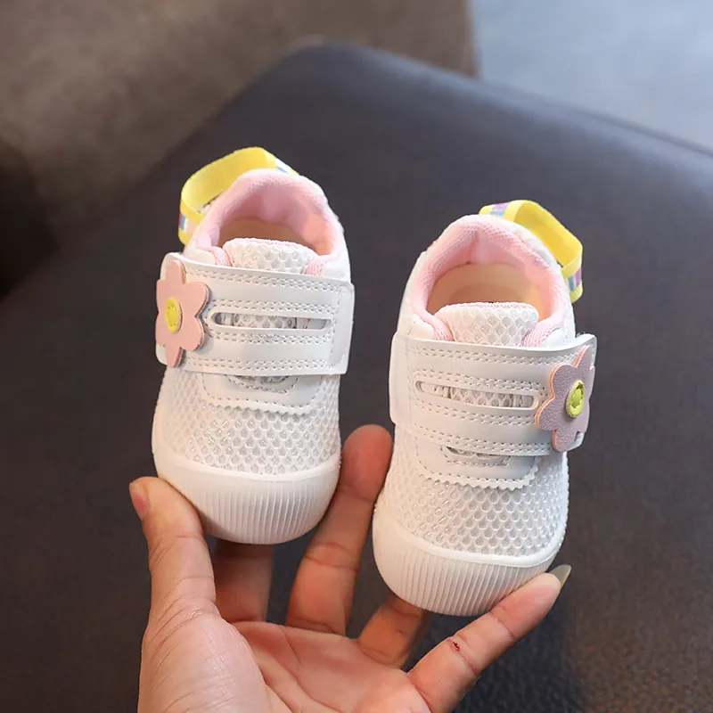 Zapatos para Aprender a Caminar de Malla Transpirable para Bebé Niña Suela Blanda Antideslizante Decoración de Flores Casual Moda