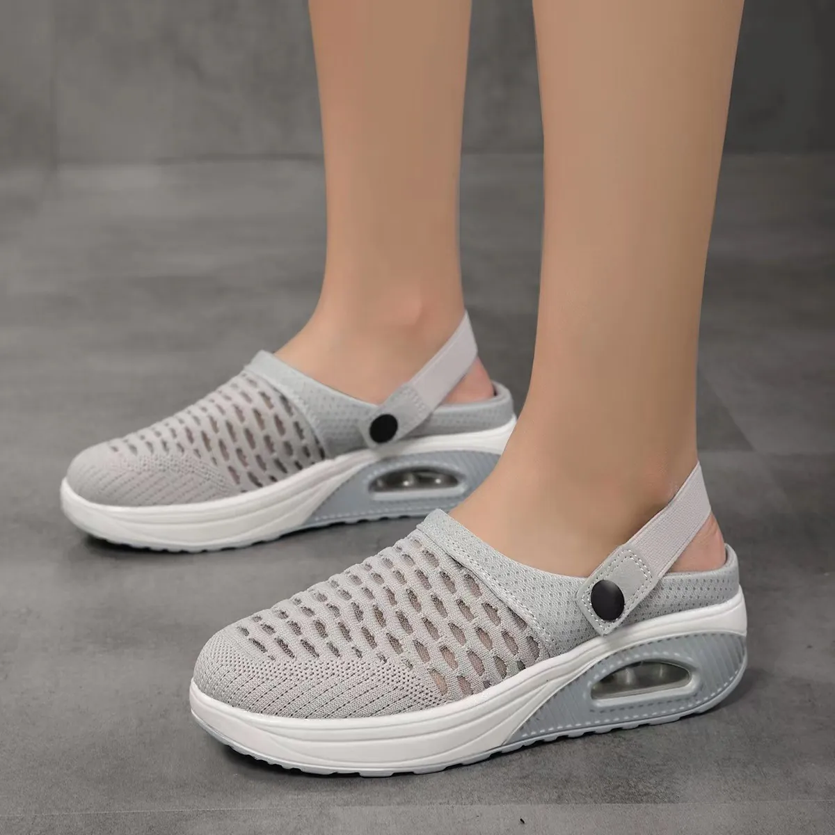 Damen Atmungsaktive Netzgewebe Luftkissen Slipper Casual Leichte Outdoor Walkingschuhe Komfortable Plateau Mules Für Den Alltag