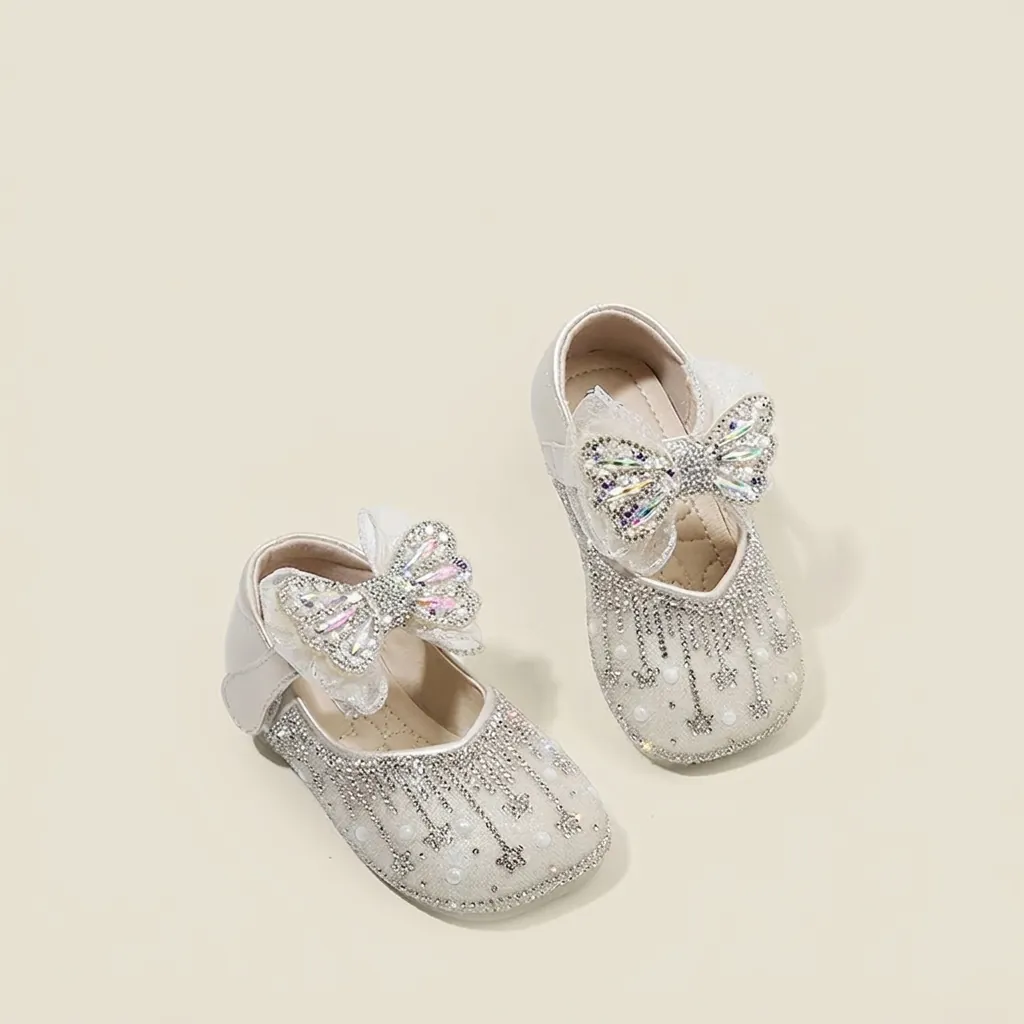Kleinkind Mädchen Strass Prinzessin Schuhe Weiche Sohle Rutschfest Schleife Einzelne Schuhe Für Party Hochzeit Baby Mädchen Lederschuhe