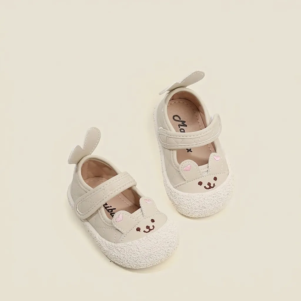 Toddler Baby Girl Cartoon Rabbit Soft Leather First Walkers Anti-Collision Non-Slip Soft Sole Mary Jane Shoes Infants Toddlers