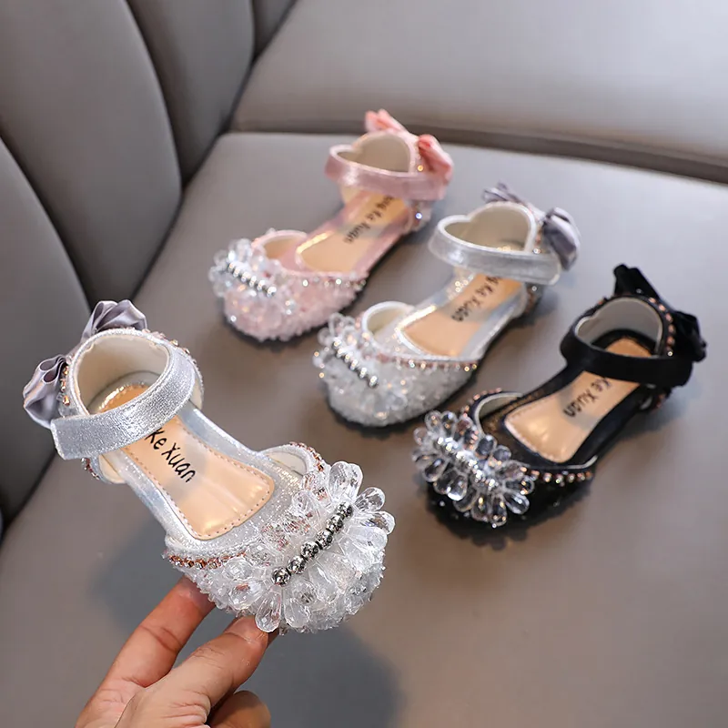 Mädchen Prinzessin Strass Schuhe Glänzende Pailletten Mary Jane Flats Mit Schleife Für Hochzeit Tanz Party Aufführung Kinderschuhe