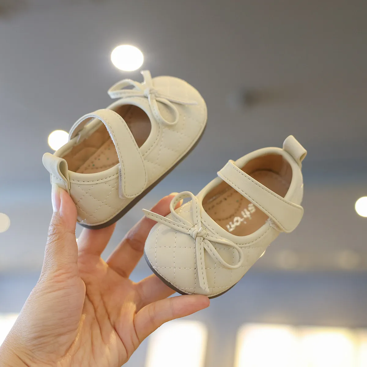 Baby Mädchen Prinzessinnen Schuhe Weiche Sohle Lauflernschuhe Gesteppte Schleife Mary Jane Herbst Flats