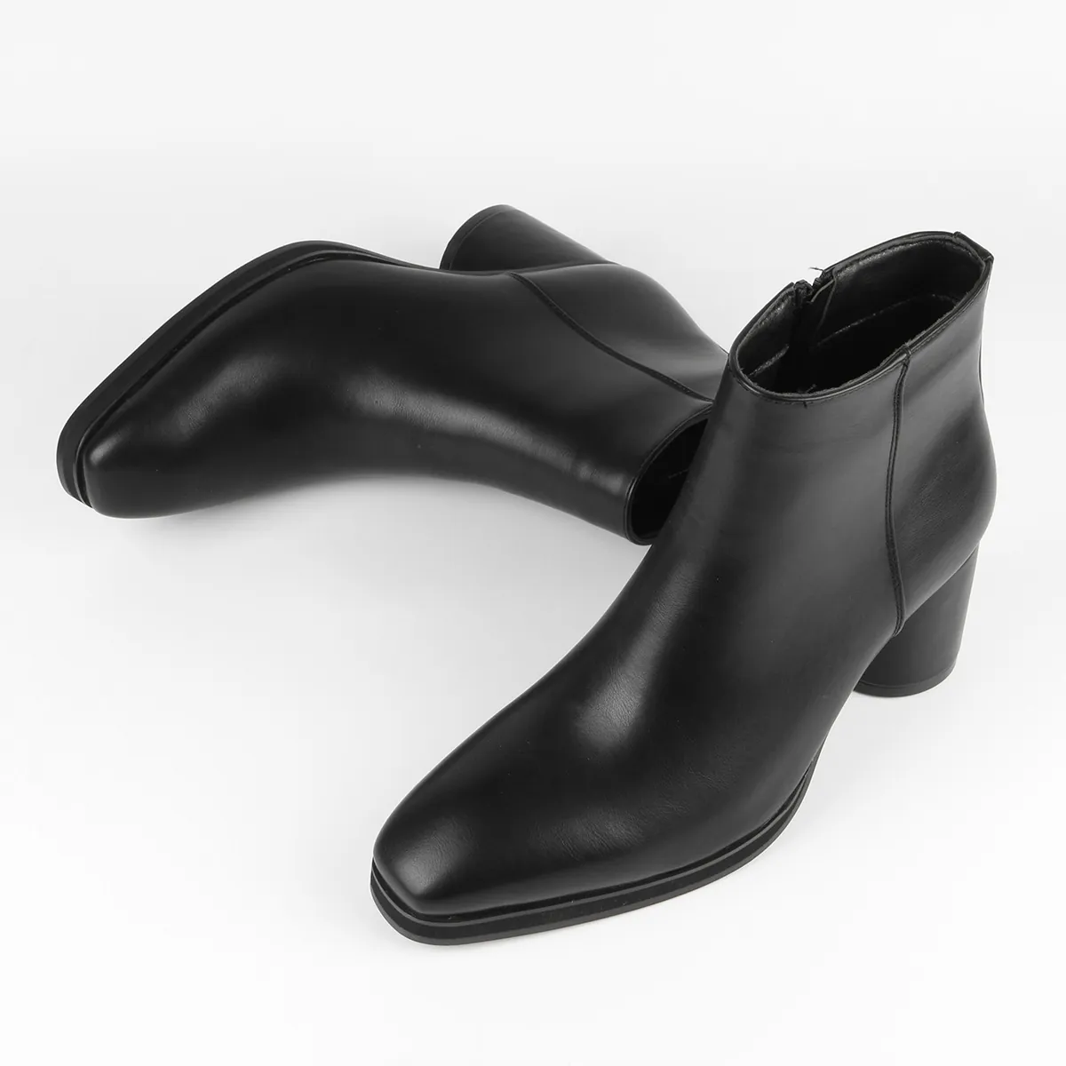 Men Fashion Chelsea Boots Velvet Synthetic PU Leather Chunky Block Heel Side Zipper Ankle Boots Gentleman Retro Autumn Shoes