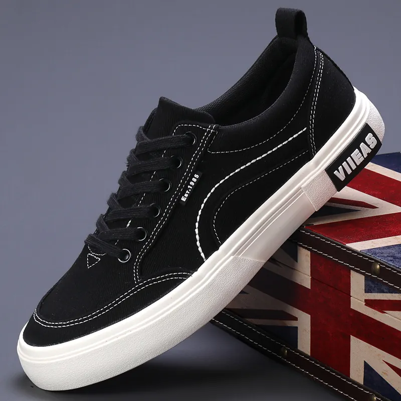 Herren Casual Canvas Sneakers Low Top Vulkanisierte Skateschuhe Für Trendige Mode Atmungsaktive Einfarbige Flache Boardschuhe