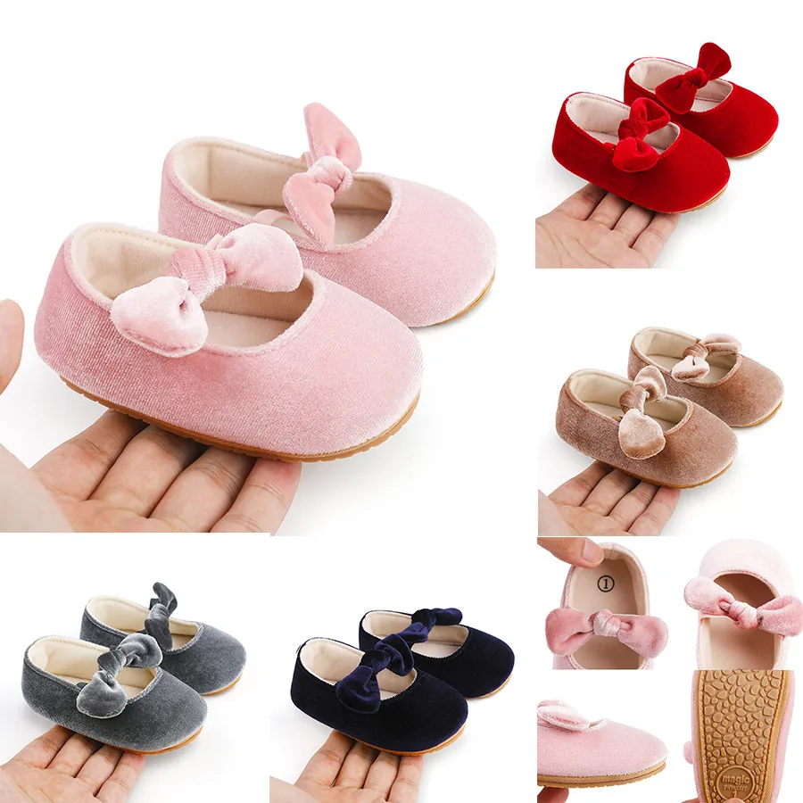 Zapatos de Princesa para Bebé Niña Terciopelo Lazo Mary Jane Primeros Pasos Suela Blanda Zapatos de Vestir para 0-1 Año