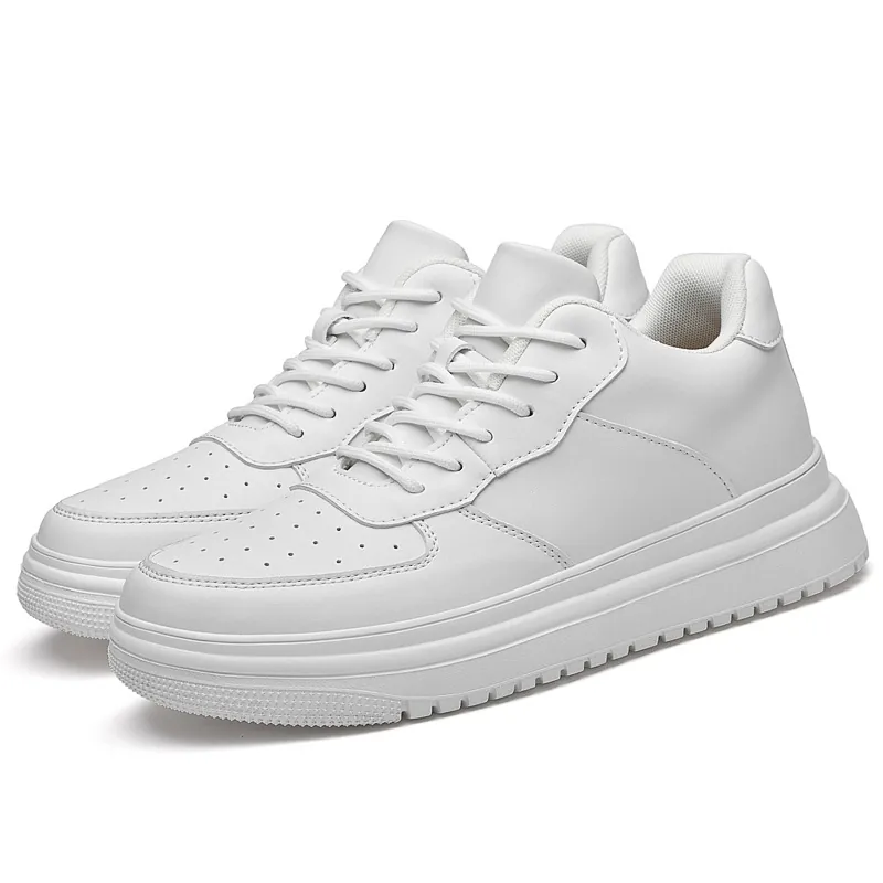 LG889 Men's Fashion Skate Shoes Synthetic Leather Low Top Breathable Casual Sneakers For Outdoor Travel White Grey