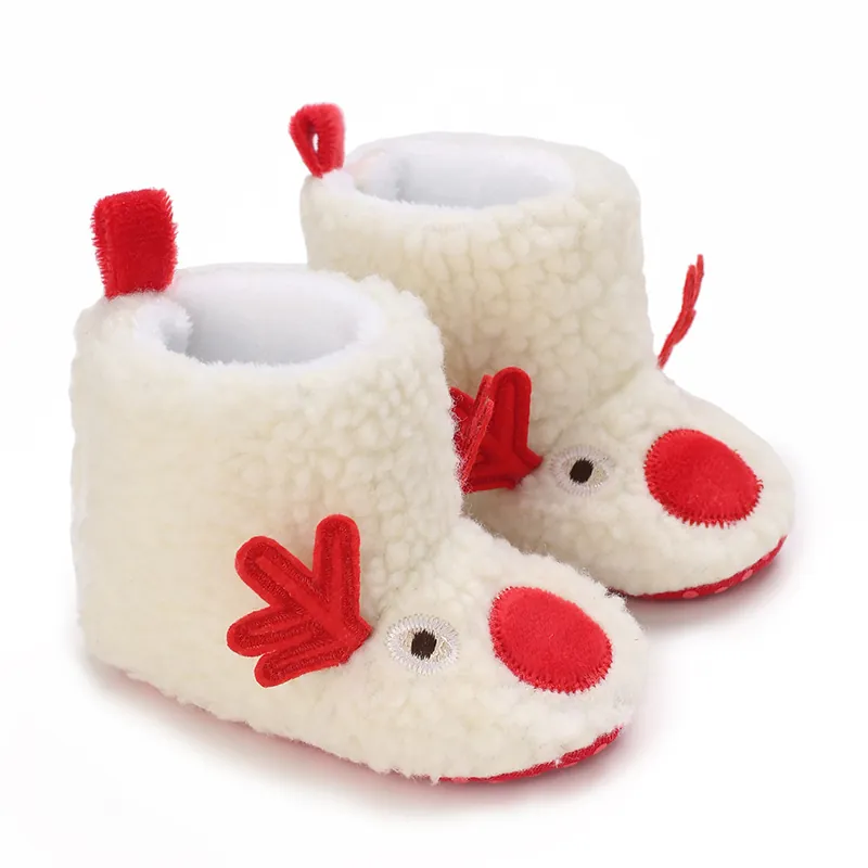 Baby Weihnachten Rentier Fleece Gefütterte Booties Kleinkind Winter Warm Rutschfest Weiche Sohle Lauflernschuhe Für Jungen Mädchen