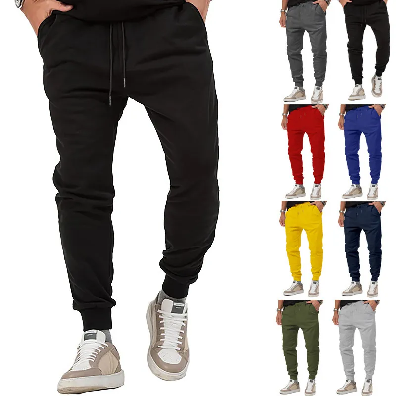 Men's Casual Joggers Soft Polyester Spandex Sweatpants Elastic Drawstring Waist Tapered Cuffs Sporty Tracksuit Bottoms Outdoor Gym Pants
