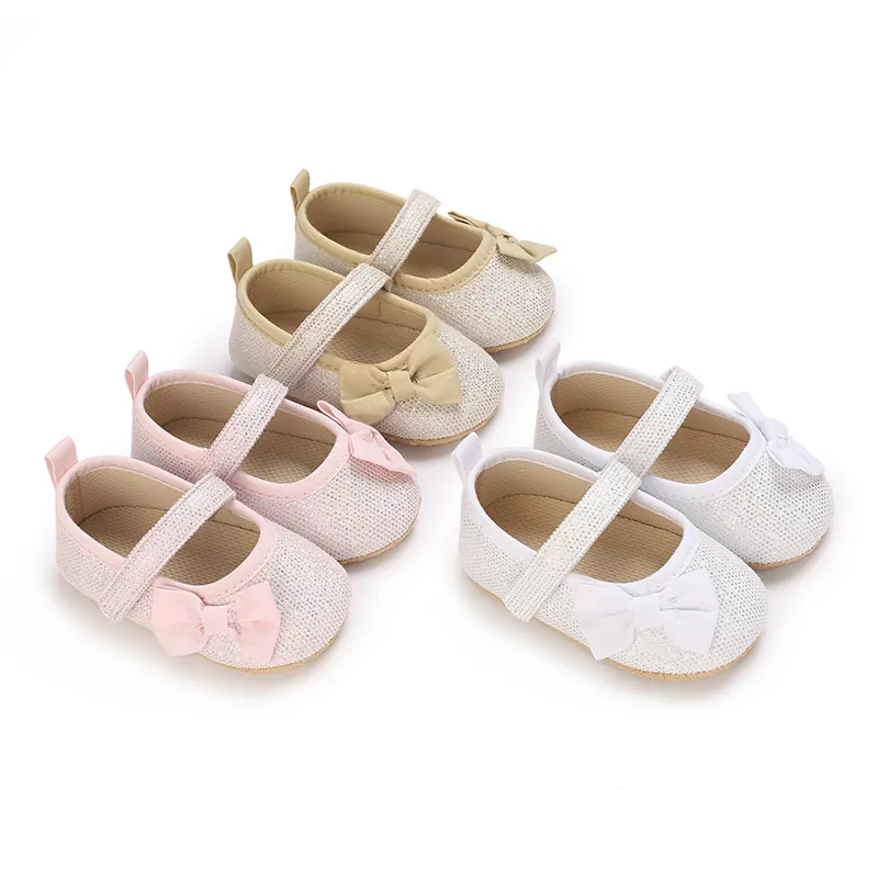 Säugling Baby Mädchen Mary Jane Prinzessin Schuhe Glitzer Pailletten Weiche Sohle Lauflernschuhe Schleife Klettverschluss Kleinkind Flache Schuhe