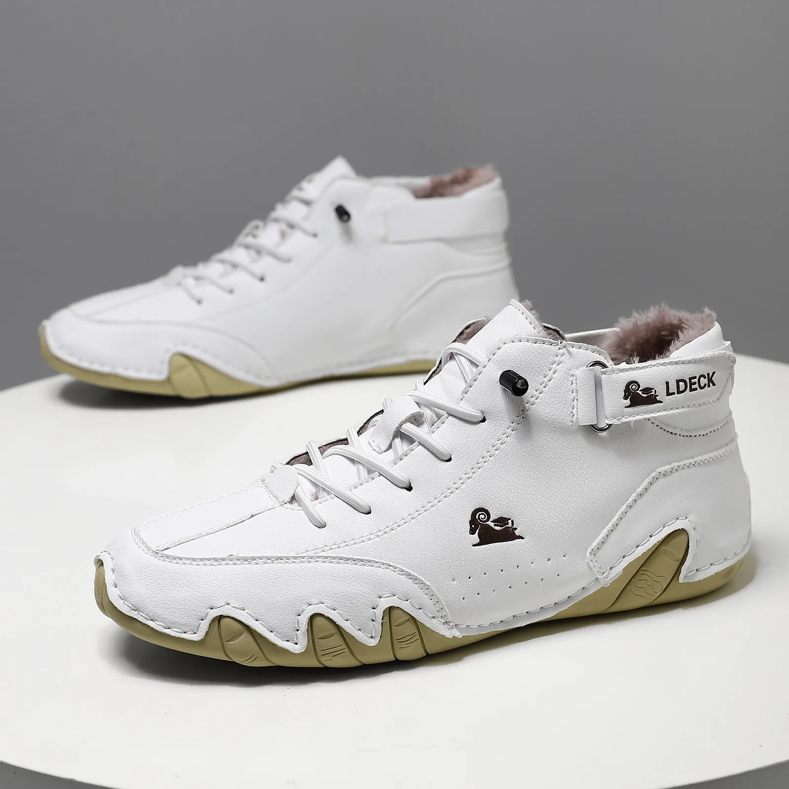 Men's Winter Martin Boots Microfiber Leather Fleece Lined Warm Snow Boots Non-slip Octopus Sole High Top Casual Cotton Shoes