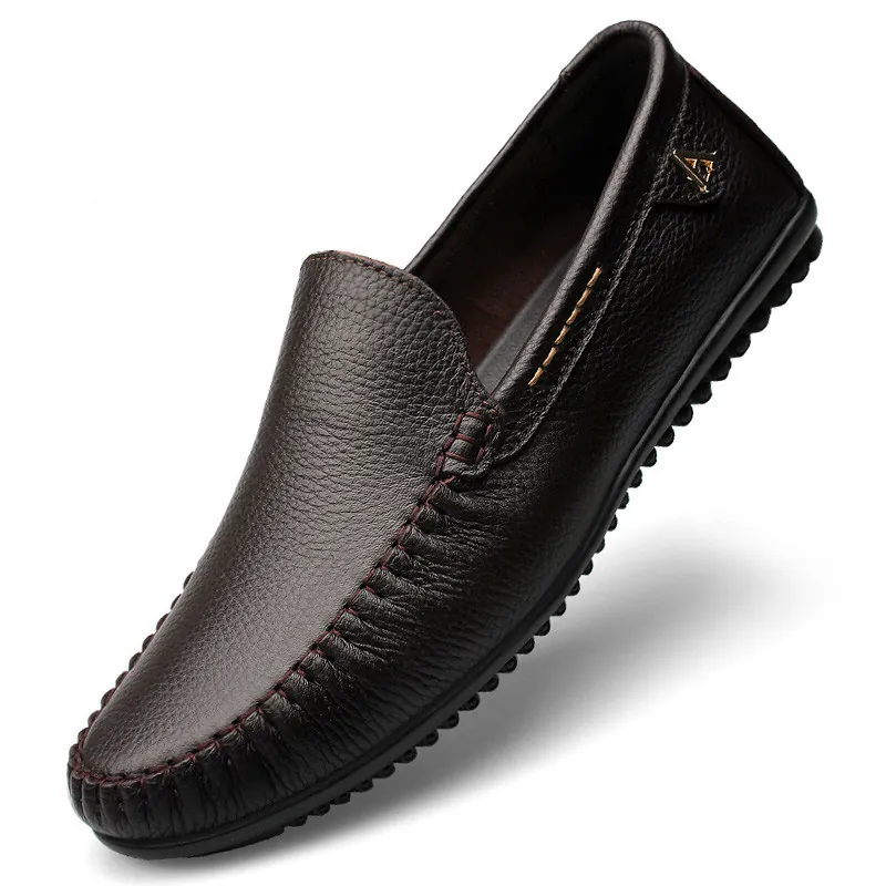 Herren Casual Echtleder Rindsleder Loafers Komfortable Weiche Sohle Atmungsaktive Slipper Schuhe Für Ältere Vater