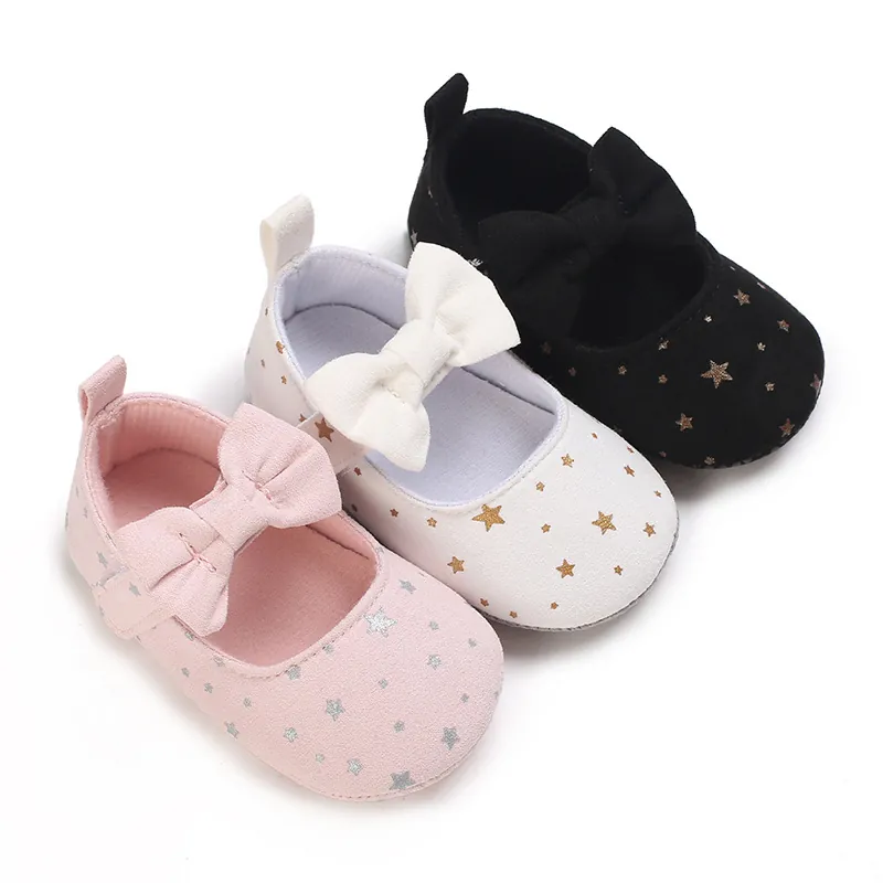 Zapatos Mary Jane para Bebé Niña Estampado Estrellas Suela Blanda Pre-Andador Lazo Antideslizante Primeros Pasos Retro Elegante Planos