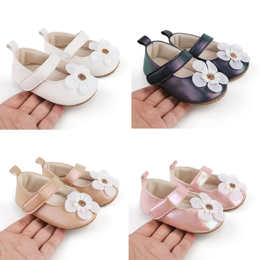 Baby Mädchen Prinzessin Schuhe Kunstleder Blumen Deko Weiche Sohle Rutschfest Lauflernschuhe Kleinkind Babybett Mary Jane Schuhe