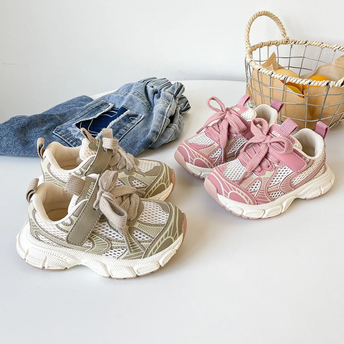 Baby Kleinkind Sportschuhe Atmungsaktiv Mesh Weiche Sohle Sneaker Retro Dad Schuhe Für Jungen Mädchen Klettverschluss