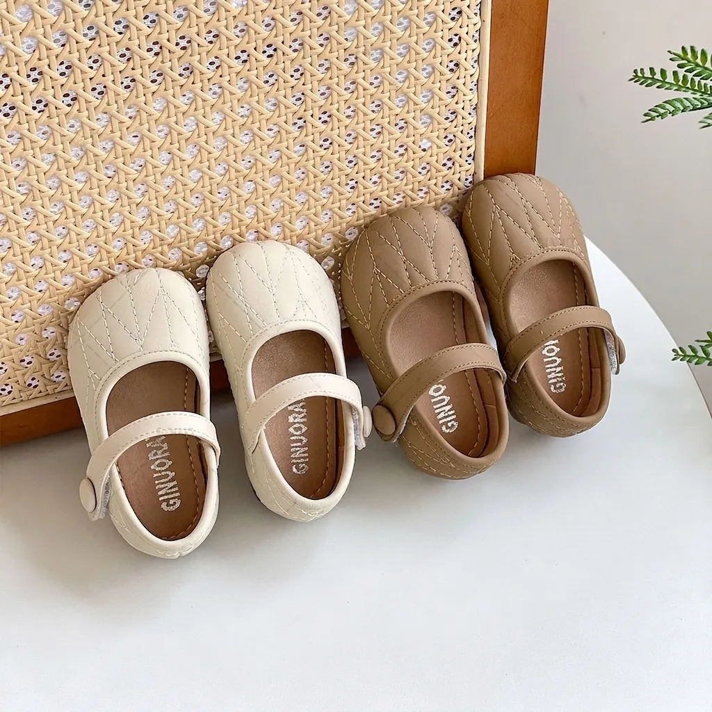 Zapatos de Princesa para Bebé Niña Cuero de Microfibra Mary Jane Acolchado Primeros Pasos Suela Blanda Bailarinas