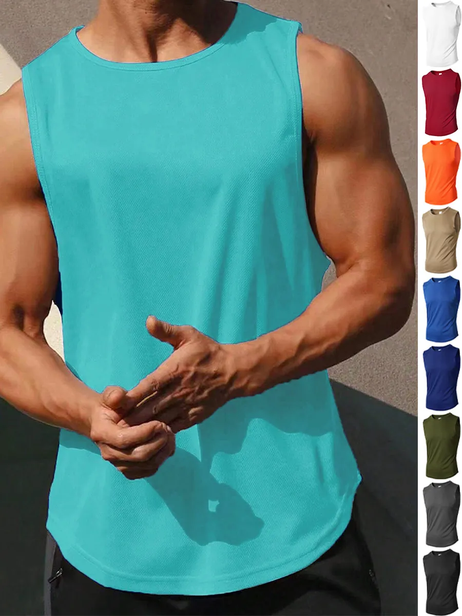 Canotta Fitness da Uomo in Rete Traspirante Slim Fit Sport Dorso a Vogatore Senza Maniche Poliestere Allenamento Palestra