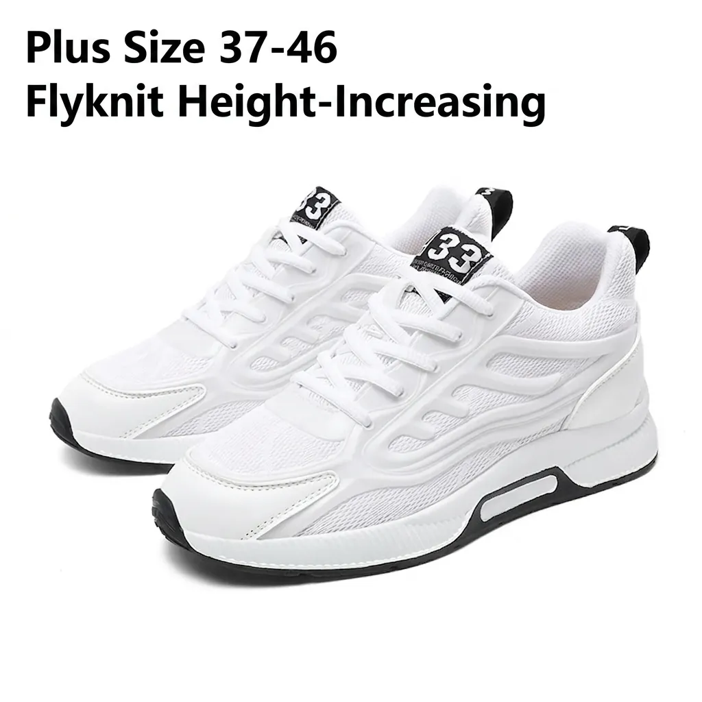 Men Fashion Sneakers Breathable Fly Knit Mesh Running Shoes Hidden Height Increasing Resistant Sport Shoes Big Size