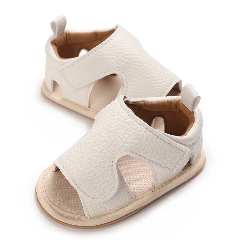 Sandales de Marche Bébé Fille Semelle Souple Cuir PU Chaussures Premier Pas Respirant Antidérapant Auto-agrippant été