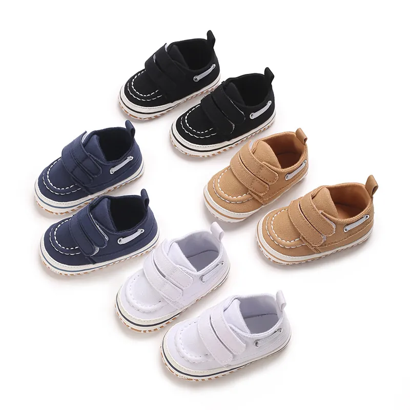 Chaussures de Marche Bébé Garçon en Toile Semelle Souple Antidérapante Décontractée Baskets Classiques Avec Fermeture Auto-Agrippante