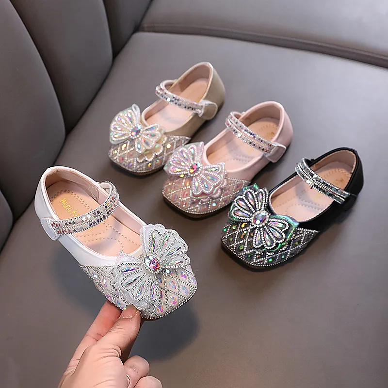 Zapatos de Princesa para Niña con Lazo de Diamantes de Imitación Mary Jane Brillantes para Boda Fiesta Actuación Zapatos de Baile