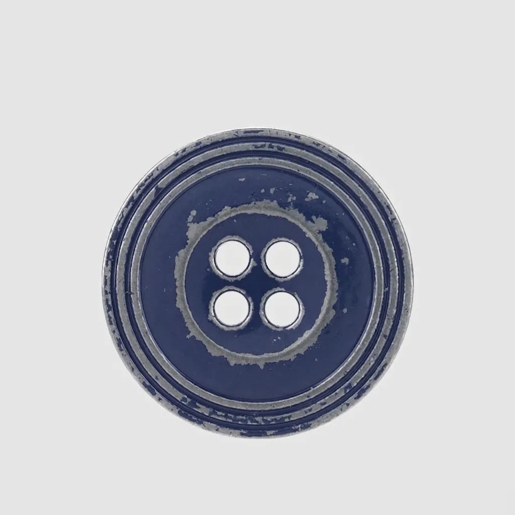 Round Vintage Distressed Blue Silver Metal Buttons 4-Hole Eco-friendly Fastener For Blazer Jacket Coats DIY Sewing Craft