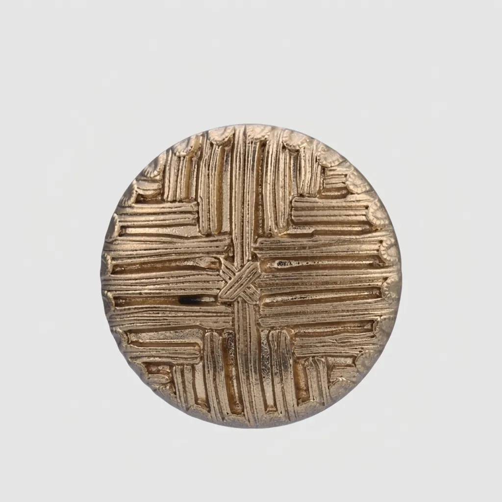 High-End Round Eco-Friendly Metal Woven Texture Shank Buttons For Fur Coat Overcoat Vintage Gold Silver Buttons