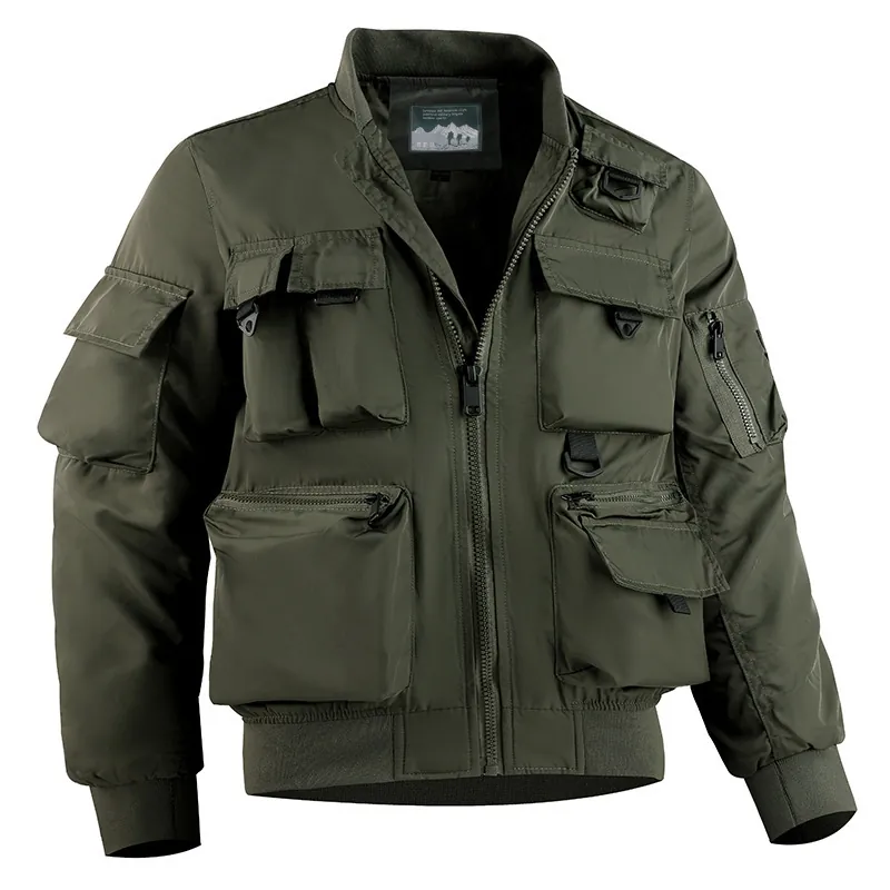 Herren Fliegerjacke Bomberjacke Elasthan Winddicht Multi Tasche Taktische Utility Flight Techwear Top Für Herren Casual