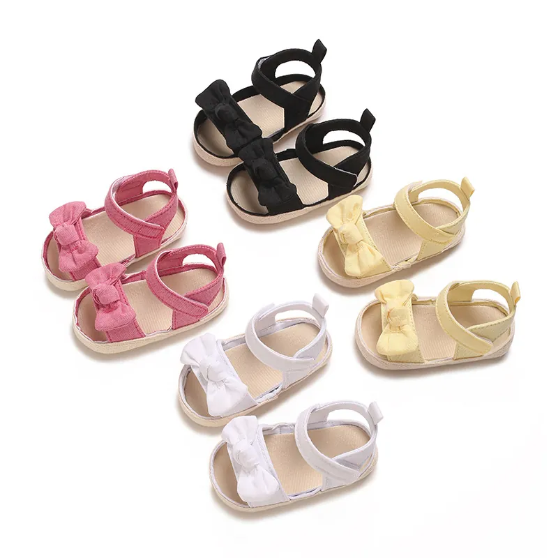 Sandalias de Algodón Suave para Bebé Niña Con Decoración de Lazo Suela Blanda Antideslizante Zapatos de Primeros Pasos para Infantes Verano