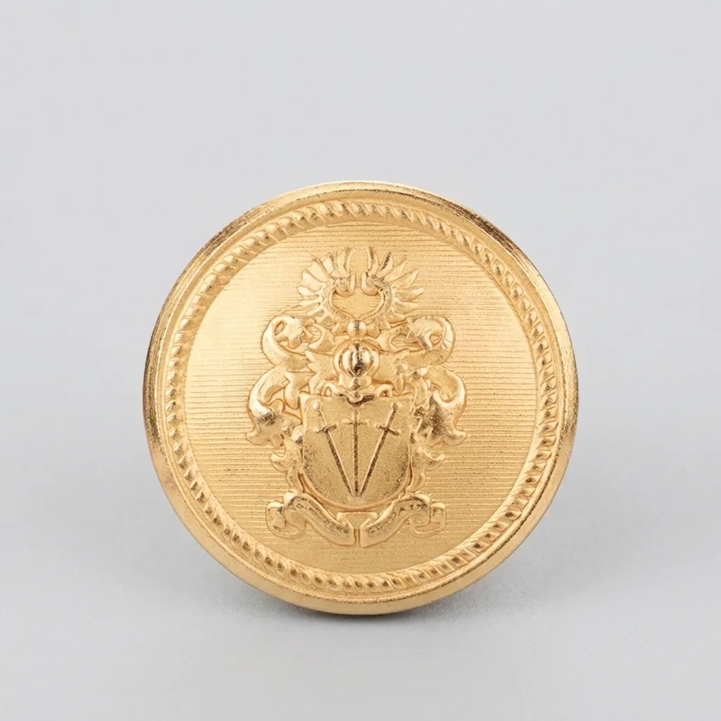 High-End Brass Metal Buttons Vintage Embossed Heraldic Crest Shank Buttons Gold Round Suit Button For Coat Blazer Apparel Sewing Accessory