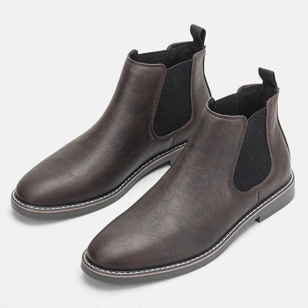 Bottines Chelsea pour Hommes en Cuir PU Style Britannique Formelles Bottines Casual Business Avec Côté Élastique