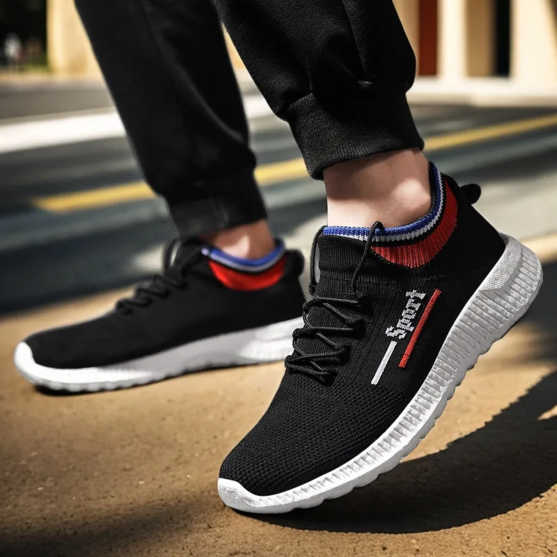 Atmungsaktive Flyknit Sneaker Für Herren Damen Casual Lauf Walking Schuhe Leichte Slip-on Sportschuhe Komfortable Weberei Fußbekleidung 2024