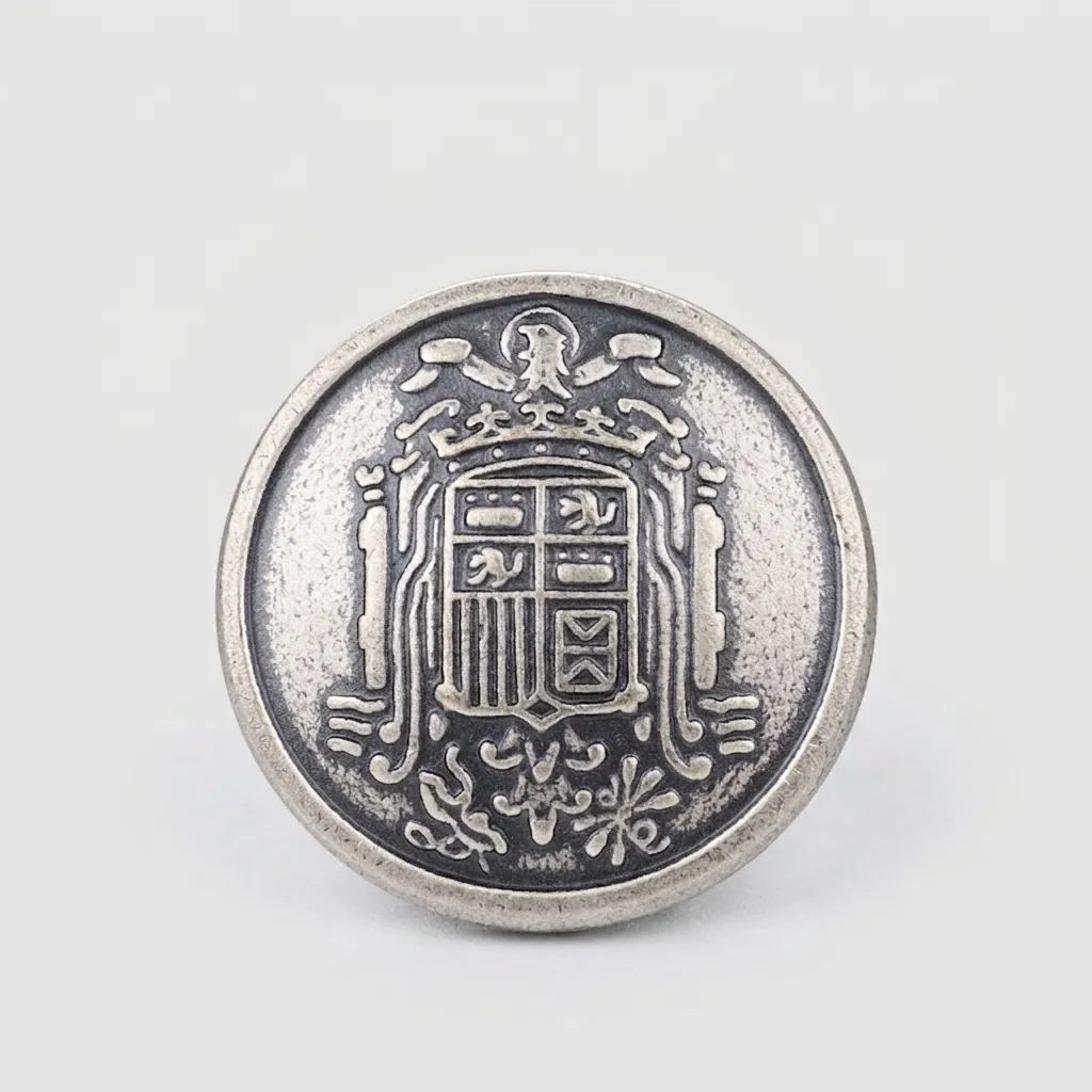 High-End Thick Copper Metal Buttons Vintage European Crest Relief Pattern Gold Silver Soldered Base Buttons For Suit Coat DIY Sewing Accessories