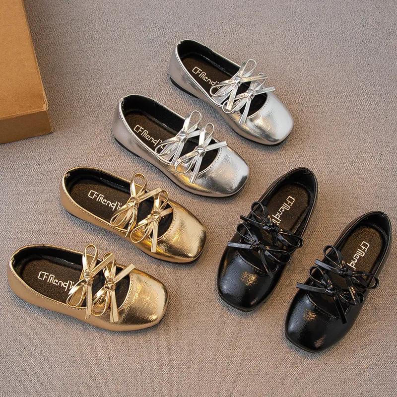 Mädchen Schleife Prinzessin Schuhe Frühling Herbst Niedrig Geschnittene Ballett Flache Tanzschuhe Kleinkind Silber Gold Schwarz Einzelschuhe