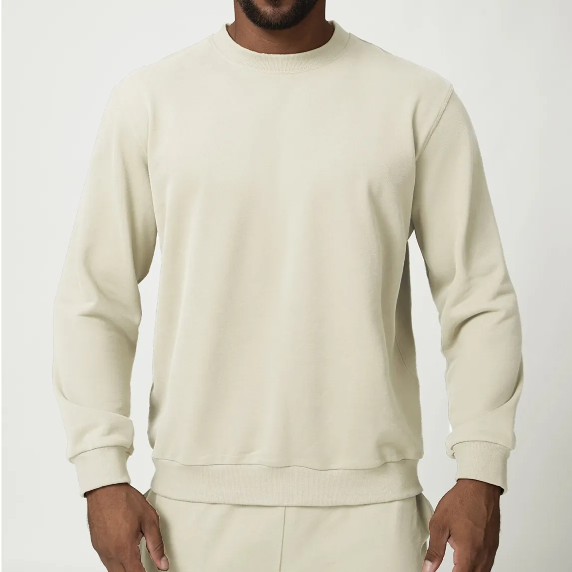 Set Felpa da Uomo Sportivo Casual in Misto Cotone Tinta Unita Girocollo Manica Lunga Top e Pantaloni Autunno Inverno