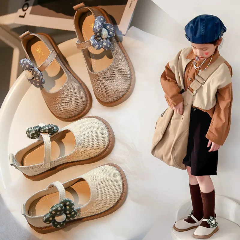 Mädchen Süße Prinzessin Schuhe Mary Jane Flache Atmungsaktive Blumenbogen Weiche Sohle Kleinkind Freizeit Schuhe Anti-Rutsch Kinder Party Schuhe