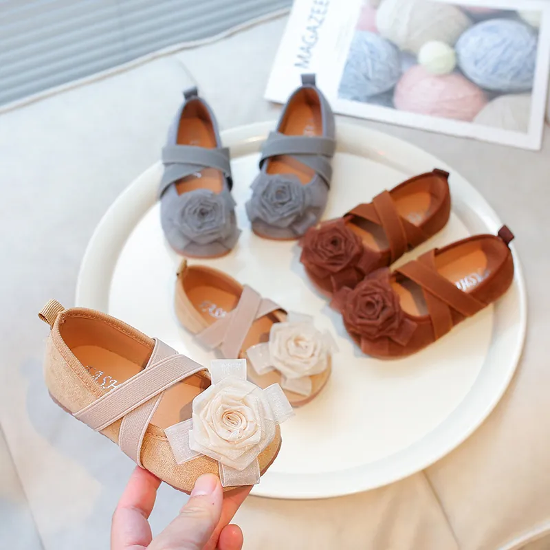 Zapatos Dulces de Princesa Florales para Niñas Punta Redonda Suela Blanda Mary Janes Niños Pequeños Boda Fiesta Zapatos de Baile