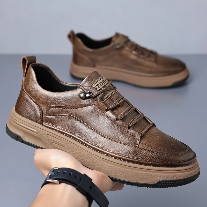 Ανδρικά British Vintage Casual Παπούτσια Εργασίας Ανακυκλωμένο Δέρμα Low Top Oxford Μόδα Παπούτσια Αντιολισθητικά Sneakers με Χοντρή Σόλα