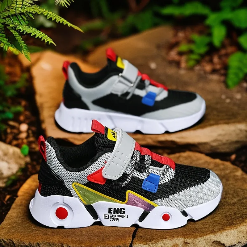 Baskets en Mesh Respirantes pour Enfants Chaussures de Sport Légères Garçons Filles Voyage Décontracté Chaussures de Course Velcro Semelle Souple Chaussures Athlétiques
